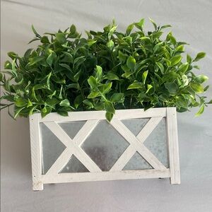 Decorative White and Silver Planter with Greenery